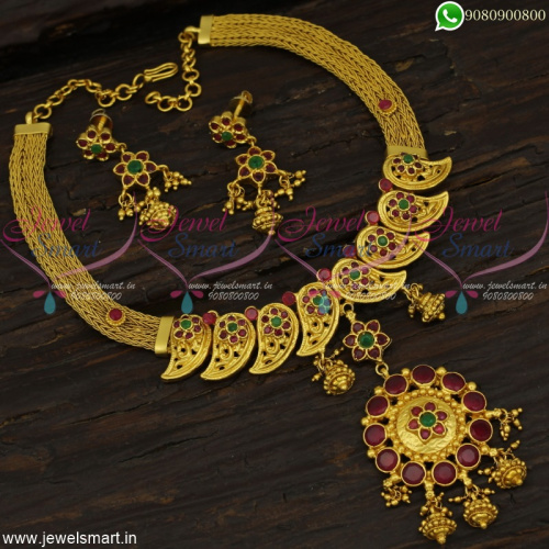 Rope Chain Attigai South Indian One Gram Gold Necklace Set Beautiful Designs NL22705