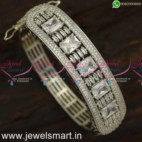 Rose Gold and Silver Diamond Bracelet Design Glowing Tubelight Stones Online B24062