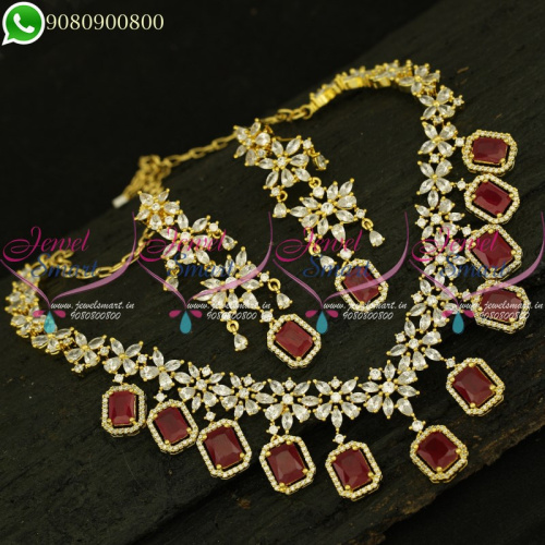 Ruby Necklace Set Gold Plated Jewellery Latest Wedding Collections Online NL20982