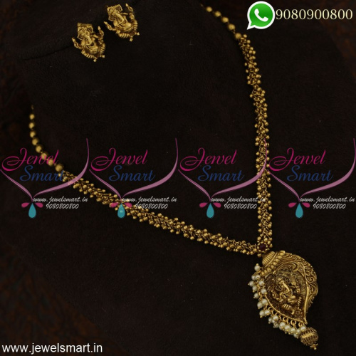 Sangu Vinayagar Temple Necklace Antique Beads Jewellery Lord Ganesh NL21279