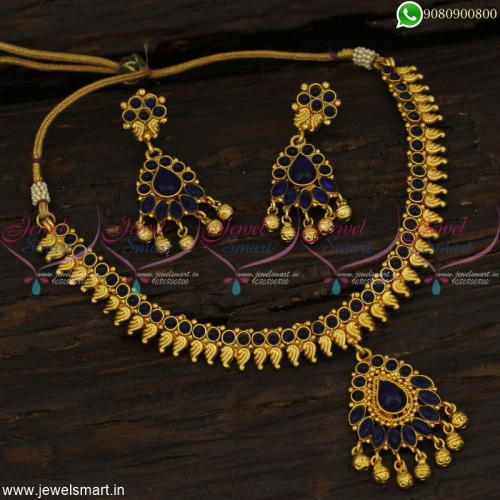 Sapphire Blue Stones Delicate Fashion Jewellery Set Antique Gold Plated Online NL22859
