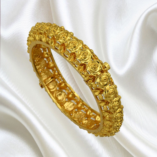 Screw Open Floral Gold Plated Bangles Suitable for Daily Wear  B19404N