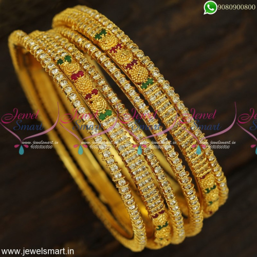 Set of 6 South Indian Gold Covering Bangles Designer Jewellery for Party Wear B23980