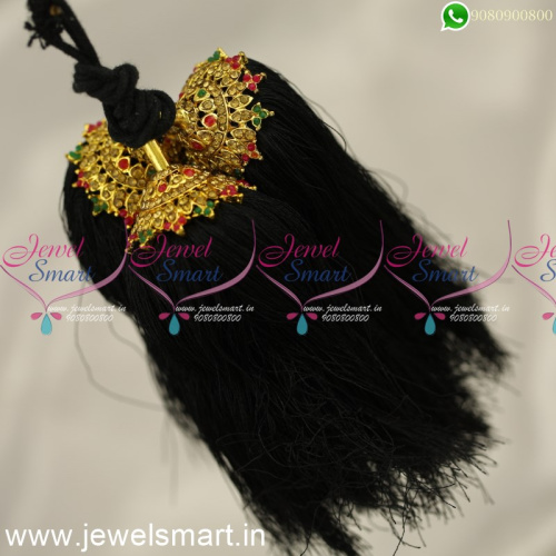 H24357 Silk Thread Jada Kunjalam for Marriage Artificial Jewelry Latest Hair Kuppulu Online 