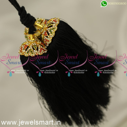 H24358 Silk Thread Jada Kunjalam for Marriage Artificial Jewelry Latest Hair Kuppulu Online 