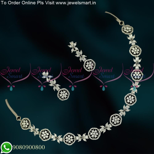 Simple Floral Delicate Diamond Look CZ Jewellery Sets Silver Plated NL25400
