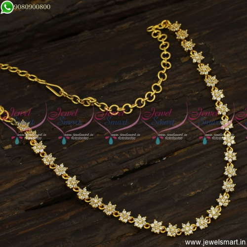 Simple Design AD Stones Gold Plated Necklace Star Design Without Earrings 