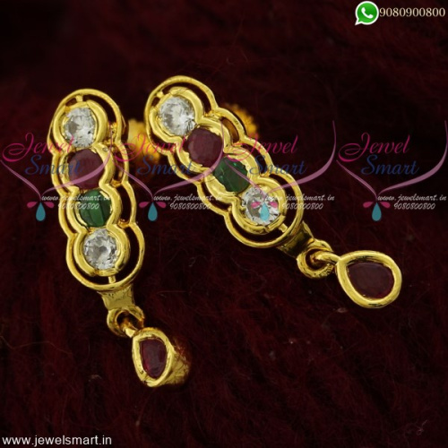 Simple Stone Ear Studs For Women in Gold Design for Daily Wear Online ER21844