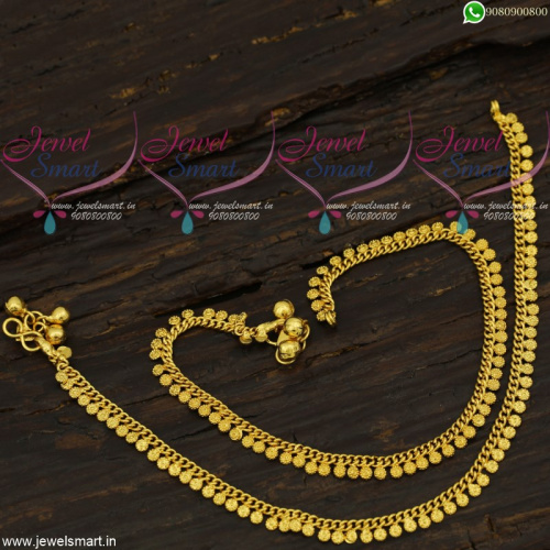 Simple Gold Covering Golusu Anklets South Indian Daily Wear jewellery