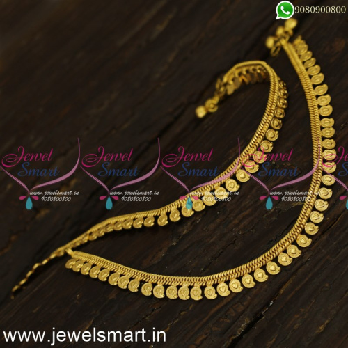 Simple Gold Payal Designs For Girls Mango Arumbu Link Chain For Daily Daily Wear P24157