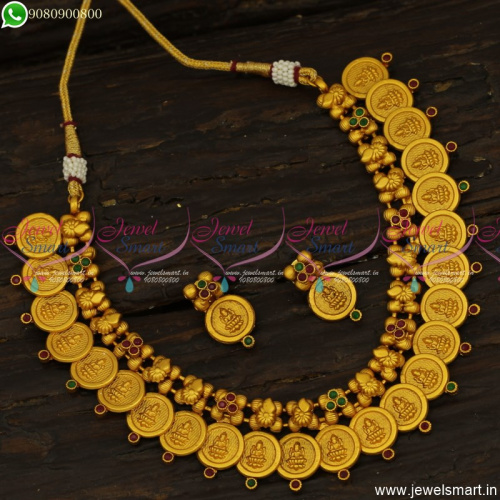 Simple Kasumalai Designs Low Price Temple Jewellery Coin Necklace Online NL23768