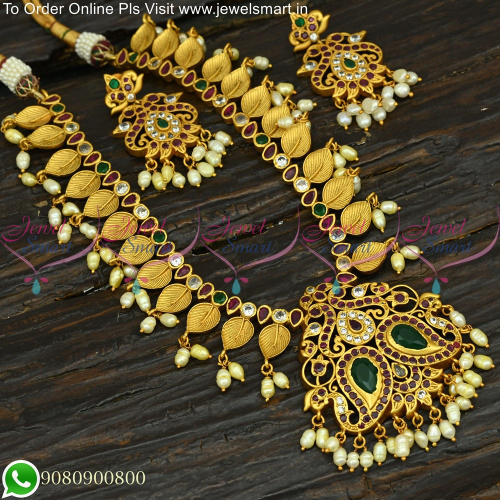 Simple Leaf Design Guttapusalu Necklace Set South Indian Jewellery Designs NL25148