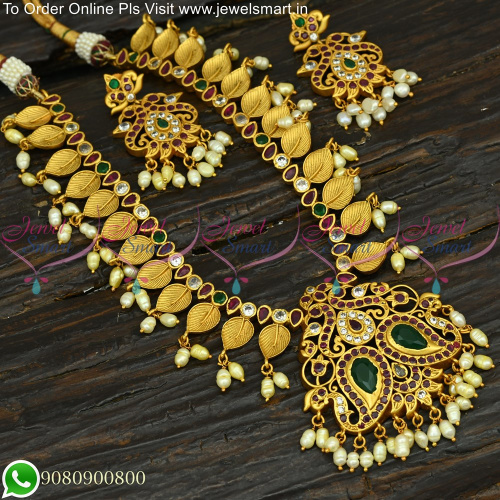 Simple Leaf Design Guttapusalu Necklace Set South Indian Jewellery Designs NL25148