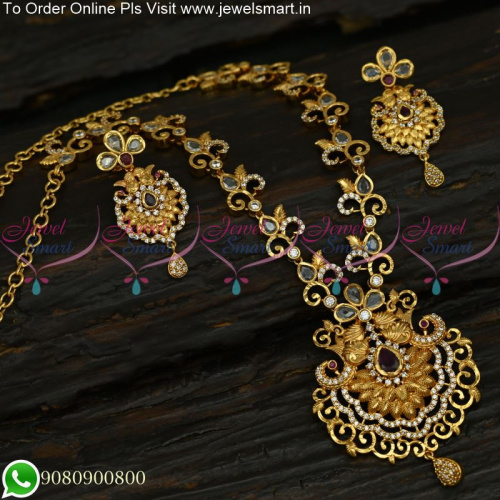 Simple Polki Stone Gold Plated Necklace Designs Online NL25172