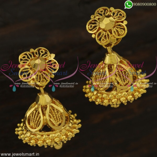 Simple Design Removable Jimikki Kammal Daily Wear Gold Design Earrings J22202