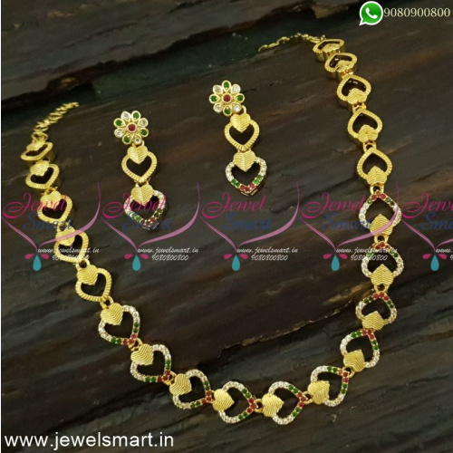 Simple Yet Futuristic Gold Necklace Designs For Everyday Wear Low Price NL25017