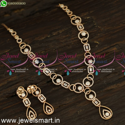 Sleek and Slim Designer Necklace Set Rose Gold Air Light Glowing Jewellery NL24183