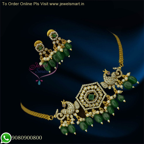 Elegance Redefined: Sleek Victorian Choker Necklace Sets with Coloured Glass Beads NL26305