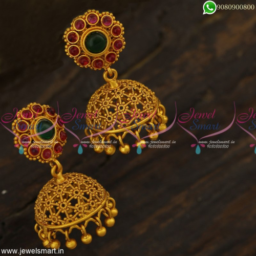 Small Beautiful Jhumka Earrings Matte Finish Imitation Jewellery Online J23307