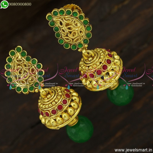 Small Beautiful Mango Jhumka Earrings Antique Jewellery Red Green Online 