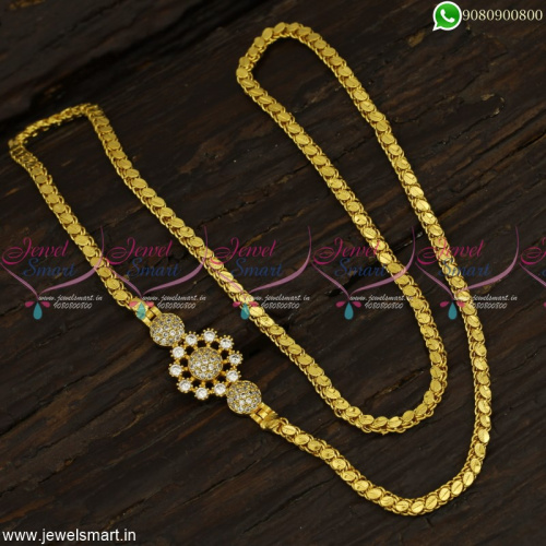 Small Gold Mugappu Design With Covering Chains American Diamond Jewellery C23362