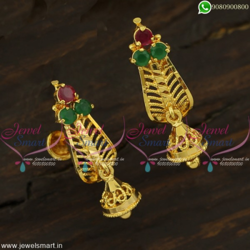 Small Jhumkas Kids Jewellery Daily Wear Earrings Gold Covering J22415