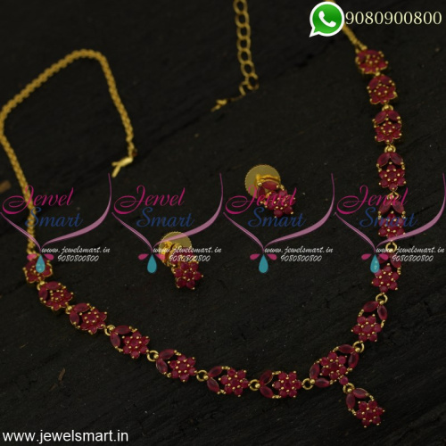 Small Necklace Set Suitable for Kids and Adults Ruby Stones Jewellery NL21280