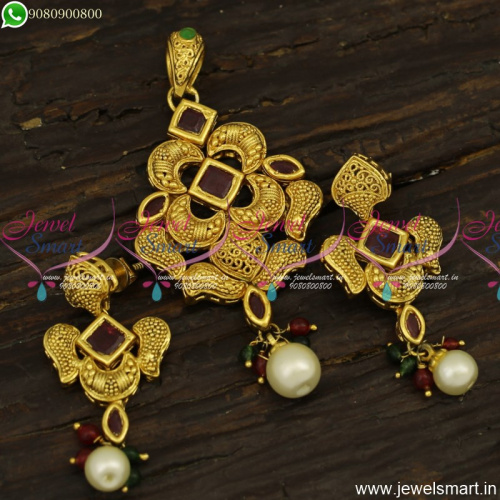 Small Ruby Gold Dollar Designs Antique Fashion Jewellery Online Shopping PS23918
