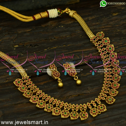 Small Size Antique Gold Necklace Design Traditional Jewellery For Girls NL24925