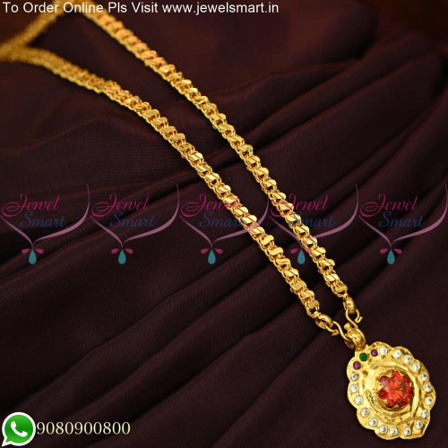 Small Size Single Stone Impon Dollar With 24 Inches Chain  PS25480