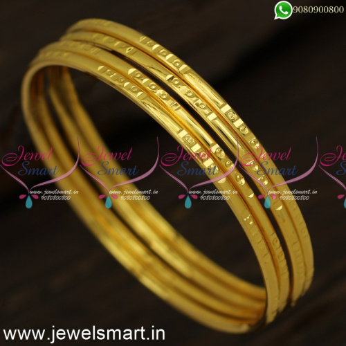 Smooth 4 Pieces Set One Gram Gold Bangles Latest Kappu Valayal Online B24327