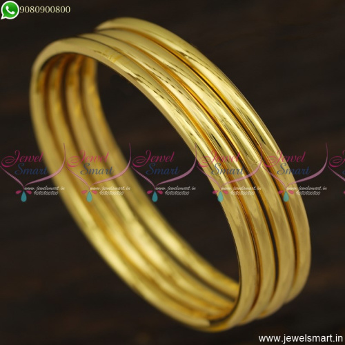 Smooth Finish 4 MM Plain Gold Covering Bangles For Daily Wear Online B23659