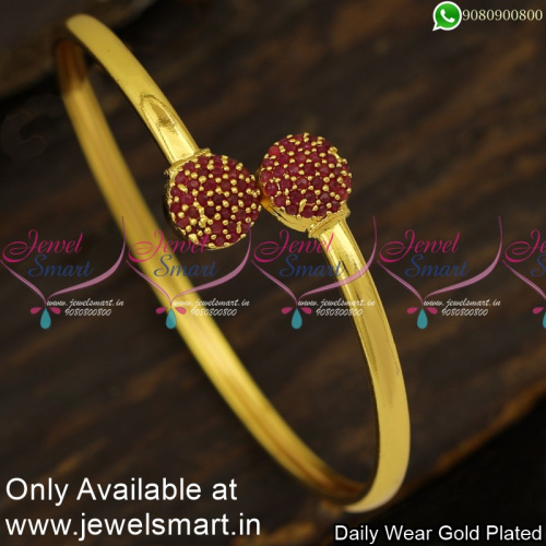 Smooth Gold Plated Bangle Bracelets Half Stone Ball Slider Design Shop Online B24001