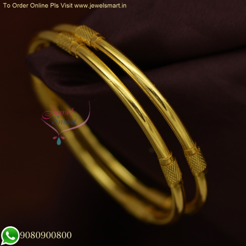 Sleek Capsule Design Gold Covering Bangles: Mirror Finish Brilliance for Daily Chic B25997