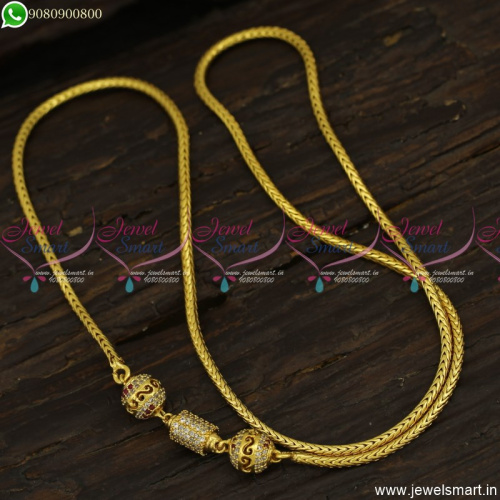 Smooth Thali Kodi Capsule Stone Balls Mugappu Chain Latest Jewellery 