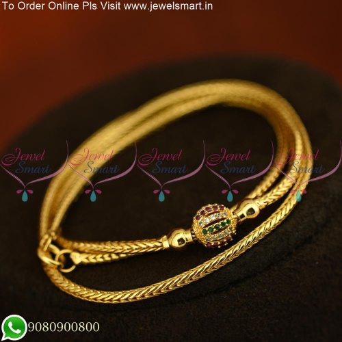 Smooth Thali Kodi Single Ball Mugappu Gold Chain Design 24 Inches Offer Sale C25453