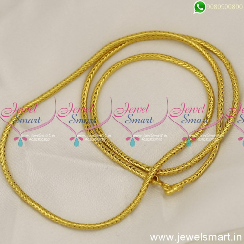 Smooth Thin Round Thali Chain Designs Gold Plated South Indian Jewellery Daily Wear C24757