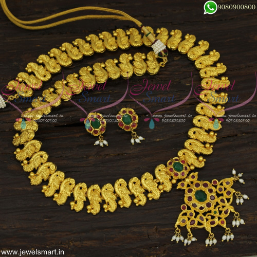 Snazzy Long Necklace Evergreen One Gram Gold Jewellery Designs Online NL22646