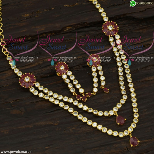 South Indian Fashion Jewellery Collections Layer Necklace Set Gold Plated NL21692