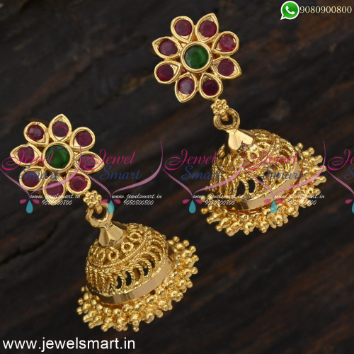 South Indian Fashion Jewellery Trending Gold Plated Jhumka Earrings J24880