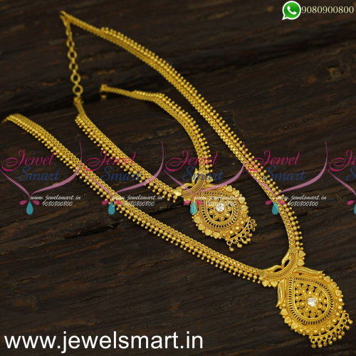 South Indian Favourite Long Gold Necklace Combo Sets Photos Ideas to Attend Wedding NL24038