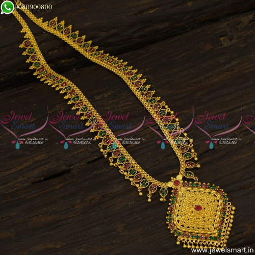 NL16386 South Indian Gold Covering Haram Ruby Emerald Beads Danglers Traditional Designs Online