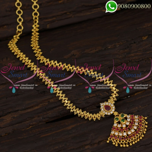 South Indian Gold Plated Chain Pendant Daily Wear Covering Jewellery Shop Online CS21252
