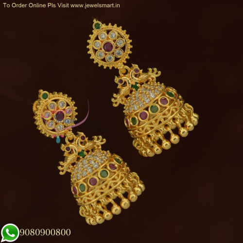 South Indian Gold Plated Screw Lock Jhumka Earrings | Traditional Design | Low Price J25901