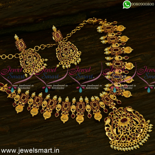 South Indian Kasumalai Traditional Gold Plated Necklace Sets Online NL24934