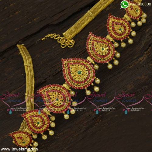 South Indian Flexible Mango Vaddanam Latest Bridal Jewellery One Gram Gold Designs