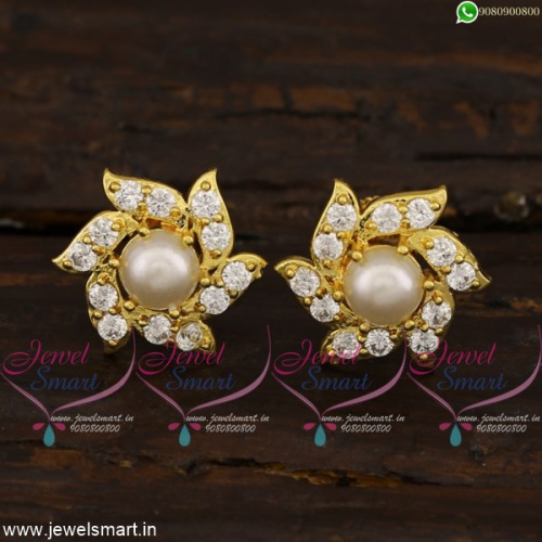South Indian Style Pearl Ear Studs Gold Plated New Fashion Jewelry Online