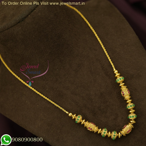 South Indian Traditional Beaded Chain Necklace Set | Latest Designs Online NL26363