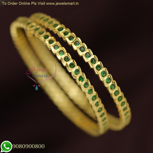 South Indian Traditional Single Stone Line Gold Bangles Design at Unbeatable Prices B26124