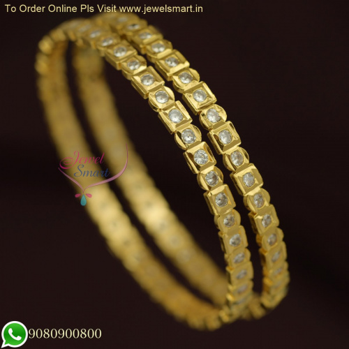 Square Round Mix Indian Single Line Gold Plated Bangles with Fitting Stones B26226